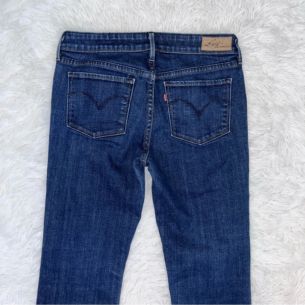 LEVI’S Slight Curve Mid-Rise Classic Bootcut Blue Denim Jeans 2/26 Dark Wash - Picture 6 of 11